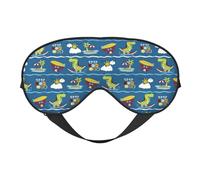 Mosytuky Dinosaur On The Beach Vacation Print Sleep Eye Mask Blindfold with Elastic Strap Headband, Soft Eye Cover Eyeshade for Night Sleeping, Travel