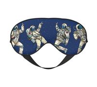 Mosytuky Disco Party Astronaut Dancing Print Sleep Eye Mask Blindfold with Elastic Strap Headband, Soft Eye Cover Eyeshade for Night Sleeping, Travel