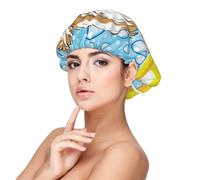 Mosytuky Dog Takes A Bath In The Bathtub Print Silky Satin Bonnet For Sleeping,Hair Bonnet For Women And Men,Adjustable Sleep Bonnet For Curly Hair