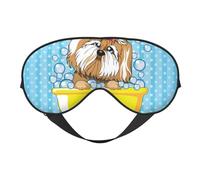 Mosytuky Dog Takes A Bath in The Bathtub Print Sleep Eye Mask Blindfold with Elastic Strap Headband, Soft Eye Cover Eyeshade for Night Sleeping, Travel
