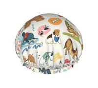 Mosytuky Dogs Funny Pets Print Shower Cap For Women,Elastic And Reusable,Double Waterproof Layers Bathing Hat