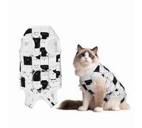 Mosytuky Doodle Cute Cat Print Dog Surgery Recovery Suit After Spay, Highly-Stretchy Dog Onesie,Dog Onesie Protect Surgical Wound-X-Large