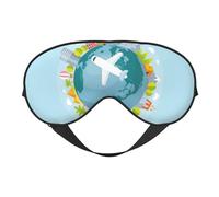 Mosytuky Dreaming Travel Print Sleep Eye Mask Blindfold with Elastic Strap Headband, Soft Eye Cover Eyeshade for Night Sleeping, Travel