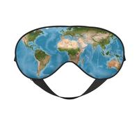 Mosytuky Earth View World Map Print Sleep Eye Mask Blindfold with Elastic Strap Headband, Soft Eye Cover Eyeshade for Night Sleeping, Travel