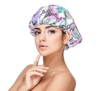 Mosytuky Eiffel Tower And Hearts Print Silky Satin Bonnet For Sleeping,Hair Bonnet For Women And Men,Adjustable Sleep Bonnet For Curly Hair