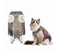 Mosytuky Elephant in Smoke Print Dog Surgery Recovery Suit After Spay, Highly-Stretchy Dog Onesie,Dog Onesie Protect Surgical Wound-Large
