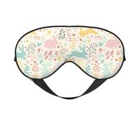 Mosytuky Fall Rabbit Print Sleep Eye Mask Blindfold with Elastic Strap Headband, Soft Eye Cover Eyeshade for Night Sleeping, Travel