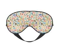 Mosytuky Famous Places Print Sleep Eye Mask Blindfold with Elastic Strap Headband, Soft Eye Cover Eyeshade for Night Sleeping, Travel