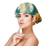 Mosytuky Field Style Bicycle Young Sunflower Print Silky Satin Bonnet For Sleeping,Hair Bonnet For Women And Men,Adjustable Sleep Bonnet For Curly Hair