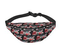 Mosytuky Fire And Rescue Truck Print Fanny Pack Waist Packs For Men Women, Waist Bag Hip Pack For Travel Hiking Running Outdoor Sports, Black, One Size