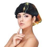 Mosytuky Firefly Forest Fox Print Silky Satin Bonnet For Sleeping,Hair Bonnet For Women And Men,Adjustable Sleep Bonnet For Curly Hair