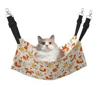 Mosytuky Flower Fox Print Pet Hammock for Cage Reversible Cat Hanging Hammock Bed for Kitten Puppy Cats Small Dogs Rabbits Small Animals