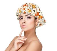 Mosytuky Flower Fox Print Silky Satin Bonnet For Sleeping,Hair Bonnet For Women And Men,Adjustable Sleep Bonnet For Curly Hair