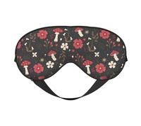 Mosytuky Fly Agaric and Flowers Print Sleep Eye Mask Blindfold with Elastic Strap Headband, Soft Eye Cover Eyeshade for Night Sleeping, Travel