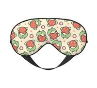 Mosytuky Frog Hold Strawberry Print Sleep Eye Mask Blindfold with Elastic Strap Headband, Soft Eye Cover Eyeshade for Night Sleeping, Travel
