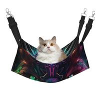 Mosytuky Futuristic Cat Warrior Print Pet Hammock for Cage Reversible Cat Hanging Hammock Bed for Kitten Puppy Cats Small Dogs Rabbits Small Animals