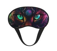 Mosytuky Futuristic Cat Warrior Print Sleep Mask for Back and Side Sleeper for Sleeping,Zero Eye Pressure Night Blindfold Ultralight Travel Nap Eye Cover