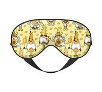 Mosytuky Garden Honeybee Gnomes Print Sleep Eye Mask Blindfold with Elastic Strap Headband, Soft Eye Cover Eyeshade for Night Sleeping, Travel