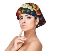 Mosytuky Geometric American Bald Eagle Print Silky Satin Bonnet For Sleeping,Hair Bonnet For Women And Men,Adjustable Sleep Bonnet For Curly Hair