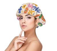 Mosytuky Groovy Daisy Flowers Print Silky Satin Bonnet For Sleeping,Hair Bonnet For Women And Men,Adjustable Sleep Bonnet For Curly Hair