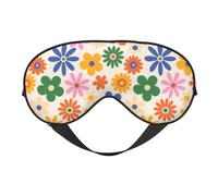 Mosytuky Groovy Daisy Flowers Print Sleep Eye Mask Blindfold with Elastic Strap Headband, Soft Eye Cover Eyeshade for Night Sleeping, Travel