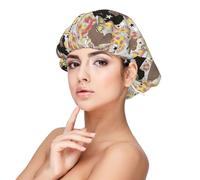 Mosytuky Groovy Disco Print Silky Satin Bonnet For Sleeping,Hair Bonnet For Women And Men,Adjustable Sleep Bonnet For Curly Hair