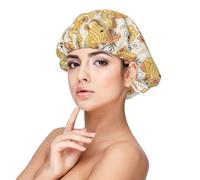 Mosytuky Groovy Floral Print Silky Satin Bonnet For Sleeping,Hair Bonnet For Women And Men,Adjustable Sleep Bonnet For Curly Hair
