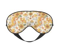 Mosytuky Groovy Hippie Flower Mushrooms Print Sleep Eye Mask Blindfold with Elastic Strap Headband, Soft Eye Cover Eyeshade for Night Sleeping, Travel