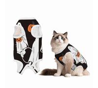 Mosytuky Halloween Ghosts and Pumpkins Print Dog Surgery Recovery Suit After Spay, Highly-Stretchy Dog Onesie,Dog Onesie Protect Surgical Wound-Medium