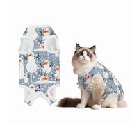 Mosytuky Happy Snowmen Snowfall Print Dog Surgery Recovery Suit After Spay, Highly-Stretchy Dog Onesie,Dog Onesie Protect Surgical Wound-Medium