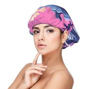Mosytuky Hawaiian Beach Dolphin Print Silky Satin Bonnet For Sleeping,Hair Bonnet For Women And Men,Adjustable Sleep Bonnet For Curly Hair