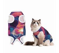 Mosytuky Hawaiian Island Beach Shark Print Dog Surgery Recovery Suit After Spay, Highly-Stretchy Dog Onesie,Dog Onesie Protect Surgical Wound-Large