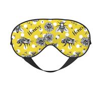 Mosytuky Honeybee Print Sleep Eye Mask Blindfold with Elastic Strap Headband, Soft Eye Cover Eyeshade for Night Sleeping, Travel