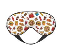 Mosytuky Hot Dog Pizza Print Sleep Eye Mask Blindfold with Elastic Strap Headband, Soft Eye Cover Eyeshade for Night Sleeping, Travel