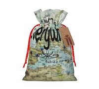 Mosytuky I Haven'T Been Everywhere But Its On My List Print Christmas Burlap Gift Bags With Drawstring Christmas Gift Bags Claus Sack Holiday Bags For Candy Treat Goodie Wrapping Xmas Party