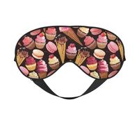 Mosytuky Ice Cream Cake Print Sleep Eye Mask Blindfold with Elastic Strap Headband, Soft Eye Cover Eyeshade for Night Sleeping, Travel