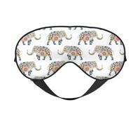 Mosytuky Indian Elephant Print Sleep Eye Mask Blindfold with Elastic Strap Headband, Soft Eye Cover Eyeshade for Night Sleeping, Travel
