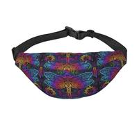 Mosytuky Indian Mandalas Dragonfly Print Fanny Pack Waist Packs For Men Women, Waist Bag Hip Pack For Travel Hiking Running Outdoor Sports, Black, One Size