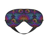 Mosytuky Indian Mandalas Dragonfly Print Sleep Eye Mask Blindfold with Elastic Strap Headband, Soft Eye Cover Eyeshade for Night Sleeping, Travel