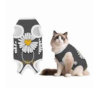 Mosytuky Keep Life Simple Daisy Flower Print Dog Surgery Recovery Suit After Spay, Highly-Stretchy Dog Onesie,Dog Onesie Protect Surgical Wound-Large