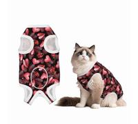 Mosytuky Ladybugs and Red Hearts Print Dog Surgery Recovery Suit After Spay, Highly-Stretchy Dog Onesie,Dog Onesie Protect Surgical Wound-Small