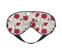 Mosytuky Leaves and Anemone Flowers in Red Grey Print Sleep Eye Mask Blindfold with Elastic Strap Headband, Soft Eye Cover Eyeshade for Night Sleeping, Travel