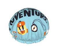 Mosytuky Let'S Go On An Adventure Print Shower Cap For Women,Elastic And Reusable,Double Waterproof Layers Bathing Hat