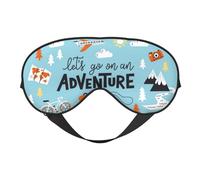 Mosytuky Let'S Go On an Adventure Print Sleep Eye Mask Blindfold with Elastic Strap Headband, Soft Eye Cover Eyeshade for Night Sleeping, Travel