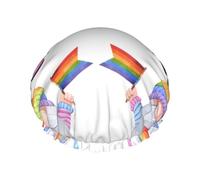 Mosytuky Lgbt Gnomes Print Shower Cap For Women,Elastic And Reusable,Double Waterproof Layers Bathing Hat
