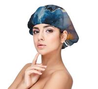Mosytuky Lonely Night Sky Wolf Print Silky Satin Bonnet For Sleeping,Hair Bonnet For Women And Men,Adjustable Sleep Bonnet For Curly Hair