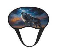 Mosytuky Lonely Night Sky Wolf Print Sleep Mask for Back and Side Sleeper for Sleeping,Zero Eye Pressure Night Blindfold Ultralight Travel Nap Eye Cover