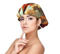 Mosytuky Maple Leaf Meditating Fox Print Silky Satin Bonnet For Sleeping,Hair Bonnet For Women And Men,Adjustable Sleep Bonnet For Curly Hair