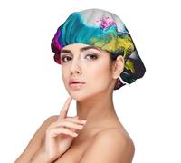 Mosytuky Modern Abstract Colorful Skull A Print Silky Satin Bonnet For Sleeping,Hair Bonnet For Women And Men,Adjustable Sleep Bonnet For Curly Hair