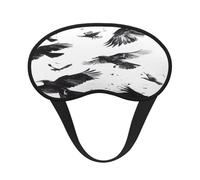 Mosytuky Monochrome Flying Ravens Print Sleep Mask for Back and Side Sleeper for Sleeping,Zero Eye Pressure Night Blindfold Ultralight Travel Nap Eye Cover
